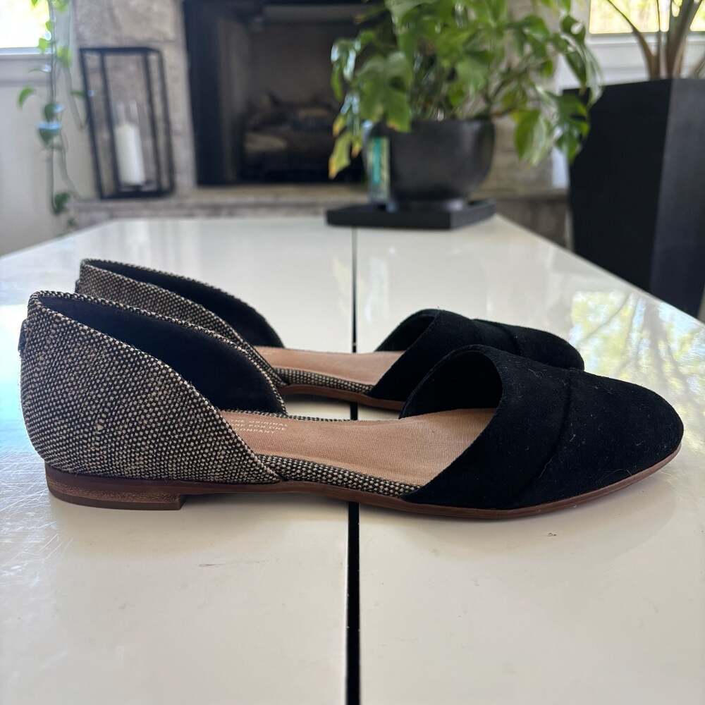 TOMS Women's Jutti D'Orsay Suede and Metallic Woven Pointed Toe Flats Size 6.5